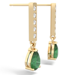 Emerald Art Deco Diamond Drop 14K Yellow Gold earrings E5324