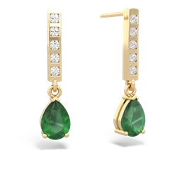 Emerald Art Deco Diamond Drop 14K Yellow Gold earrings E5324