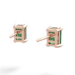 Emerald 6X4mm Emerald-Cut Stud 14K Rose Gold earrings E1855