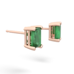 Emerald 6X4mm Emerald-Cut Stud 14K Rose Gold earrings E1855