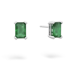 Emerald 6X4mm Emerald-Cut Stud 14K White Gold earrings E1855