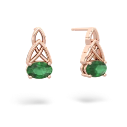 Emerald Celtic Trinity Knot 14K Rose Gold earrings E2389