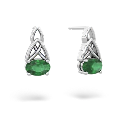 Emerald Celtic Trinity Knot 14K White Gold earrings E2389