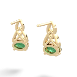 Emerald Celtic Trinity Knot 14K Yellow Gold earrings E2389