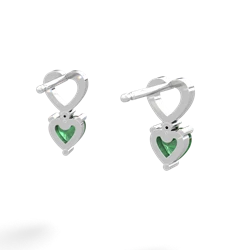 Emerald Four Hearts 14K White Gold earrings E2558