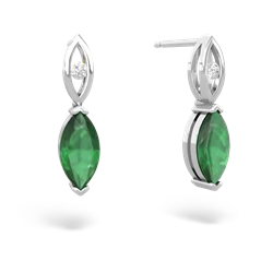 Emerald Marquise Drop 14K White Gold earrings E5333