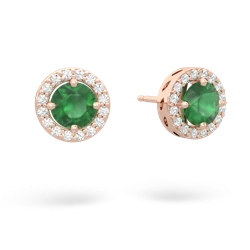 Emerald Halo 14K Rose Gold earrings E5320