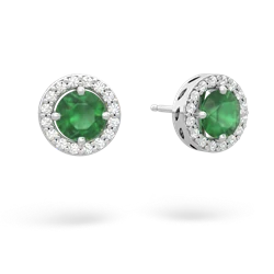 Emerald Halo 14K White Gold earrings E5320