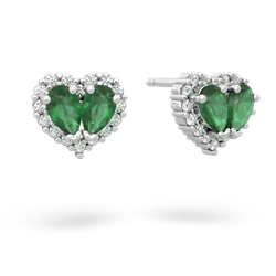 Emerald Halo 14K White Gold earrings E7008