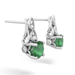 Emerald Antique Elegance 14K White Gold earrings E3100