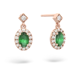 Emerald Antique-Style Halo 14K Rose Gold earrings E5720