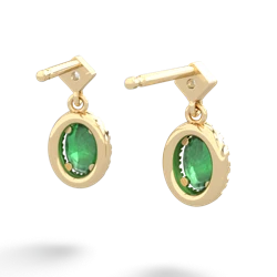 Emerald Antique-Style Halo 14K Yellow Gold earrings E5720