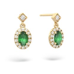 Emerald Antique-Style Halo 14K Yellow Gold earrings E5720