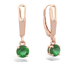 Emerald 5Mm Round Lever Back 14K Rose Gold earrings E2785