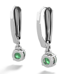 Emerald 5Mm Round Lever Back 14K White Gold earrings E2785