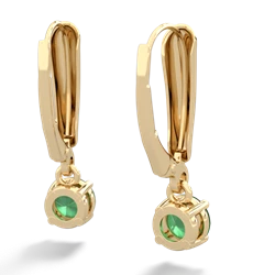 Emerald 5Mm Round Lever Back 14K Yellow Gold earrings E2785