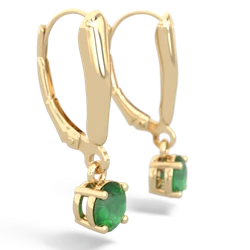 Emerald 5Mm Round Lever Back 14K Yellow Gold earrings E2785