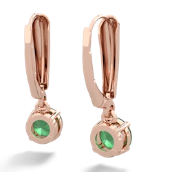 Emerald 6Mm  Round Lever Back 14K Rose Gold earrings E2786