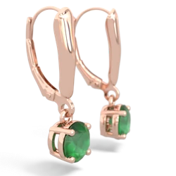 Emerald 6Mm  Round Lever Back 14K Rose Gold earrings E2786