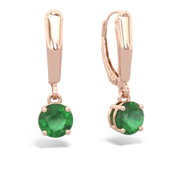 Emerald 6Mm  Round Lever Back 14K Rose Gold earrings E2786