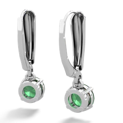 Emerald 6Mm  Round Lever Back 14K White Gold earrings E2786