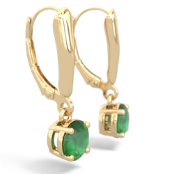 Emerald 6Mm  Round Lever Back 14K Yellow Gold earrings E2786