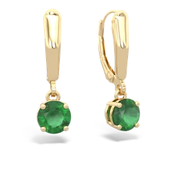 Emerald 6Mm  Round Lever Back 14K Yellow Gold earrings E2786
