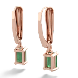 Emerald 6X4mm Emerald-Cut Lever Back 14K Rose Gold earrings E2855