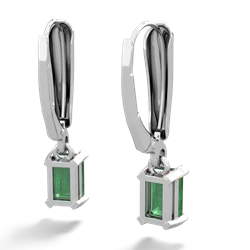 Emerald 6X4mm Emerald-Cut Lever Back 14K White Gold earrings E2855