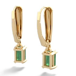 Emerald 6X4mm Emerald-Cut Lever Back 14K Yellow Gold earrings E2855