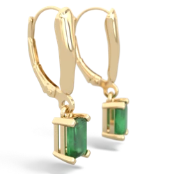 Emerald 6X4mm Emerald-Cut Lever Back 14K Yellow Gold earrings E2855