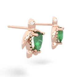 Emerald Baby Sea Turtle 14K Rose Gold earrings E5241