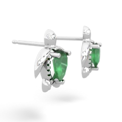 Emerald Baby Sea Turtle 14K White Gold earrings E5241