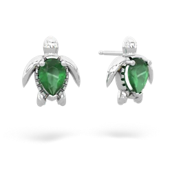 Emerald Baby Sea Turtle 14K White Gold earrings E5241