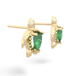 Emerald Baby Sea Turtle 14K Yellow Gold earrings E5241