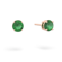 Emerald 5Mm Round Stud 14K Rose Gold earrings E1785