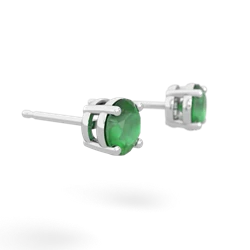 Emerald 5Mm Round Stud 14K White Gold earrings E1785