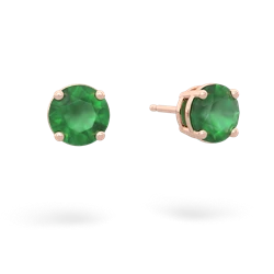 Emerald 6Mm Round Stud 14K Rose Gold earrings E1786