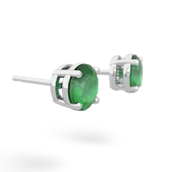 Emerald 6Mm Round Stud 14K White Gold earrings E1786