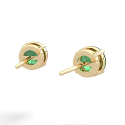 Emerald 6Mm Round Stud 14K Yellow Gold earrings E1786