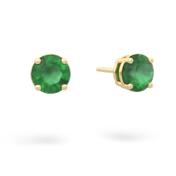 Emerald 6Mm Round Stud 14K Yellow Gold earrings E1786
