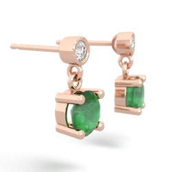 Emerald Diamond Drop 6Mm Round 14K Rose Gold earrings E1986