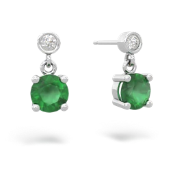 Emerald Diamond Drop 6Mm Round 14K White Gold earrings E1986