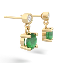 Emerald Diamond Drop 6Mm Round 14K Yellow Gold earrings E1986