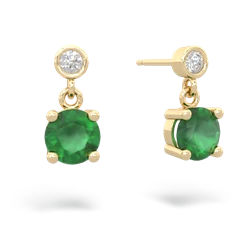 Emerald Diamond Drop 6Mm Round 14K Yellow Gold earrings E1986