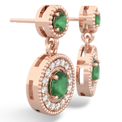 Emerald Halo Dangle 14K Rose Gold earrings E5319