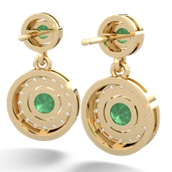 Emerald Halo Dangle 14K Yellow Gold earrings E5319