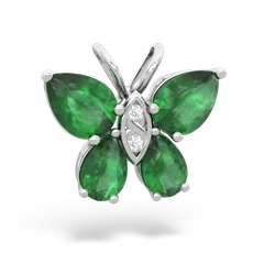 Emerald Butterfly 14K White Gold pendant P2215