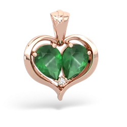 Emerald Two Become One 14K Rose Gold pendant P5330