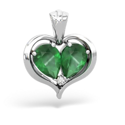 Emerald Two Become One 14K White Gold pendant P5330